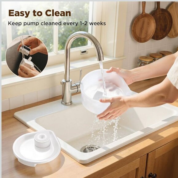 Cat Water Fountain, 2.5L Quiet and Easy to Clean  Drop Design with LED Light, El - Picture 5 of 7